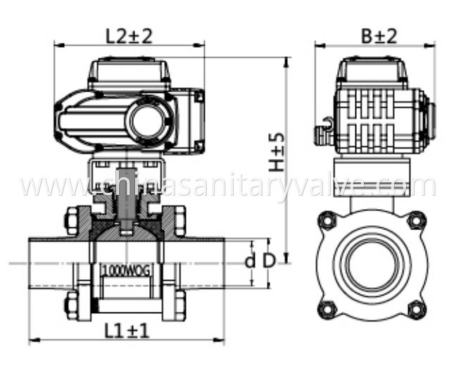 Hygienic 3PC electric welded ball valves